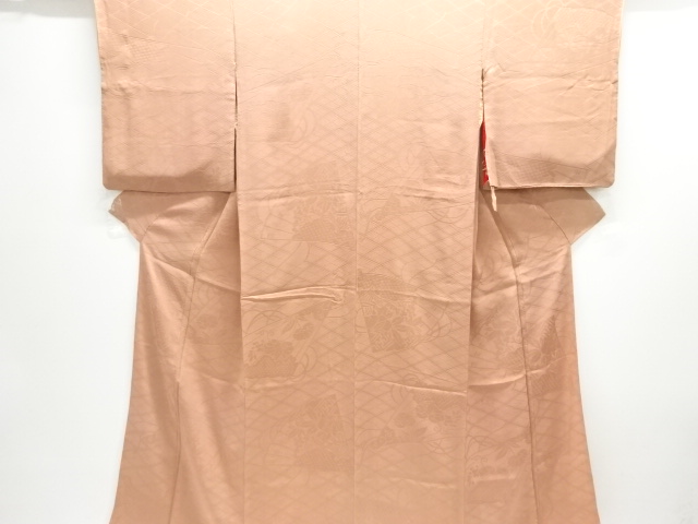 アンティーク　紋錦紗松扇模様織出し着物